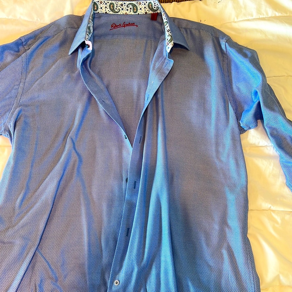 Blue Robert Graham Dress Shirt Size XXL 18 1/2